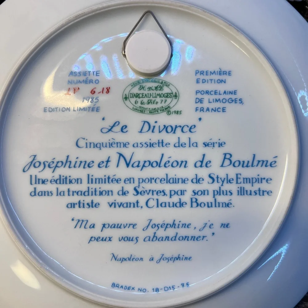 1985 French Limoges porcelain collector plate , Napoleon